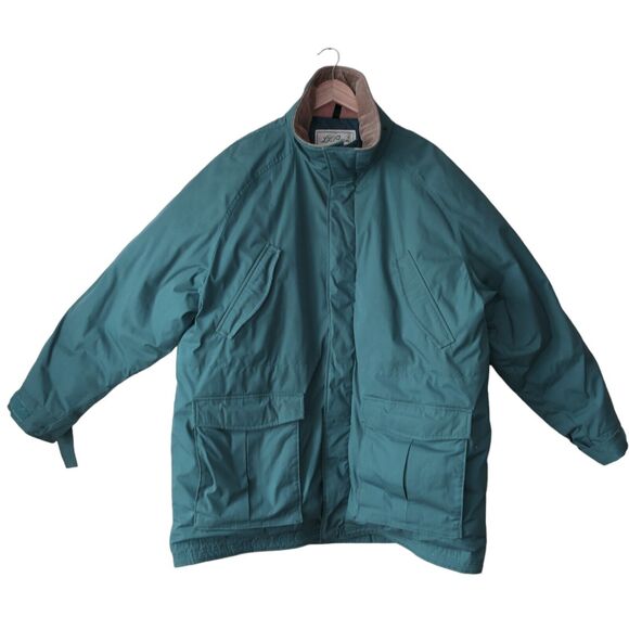Vintage L.L. Bean Sz XL Goose Down Timberline Parka Teal Barn Jacket Corduroy - Picture 5 of 16